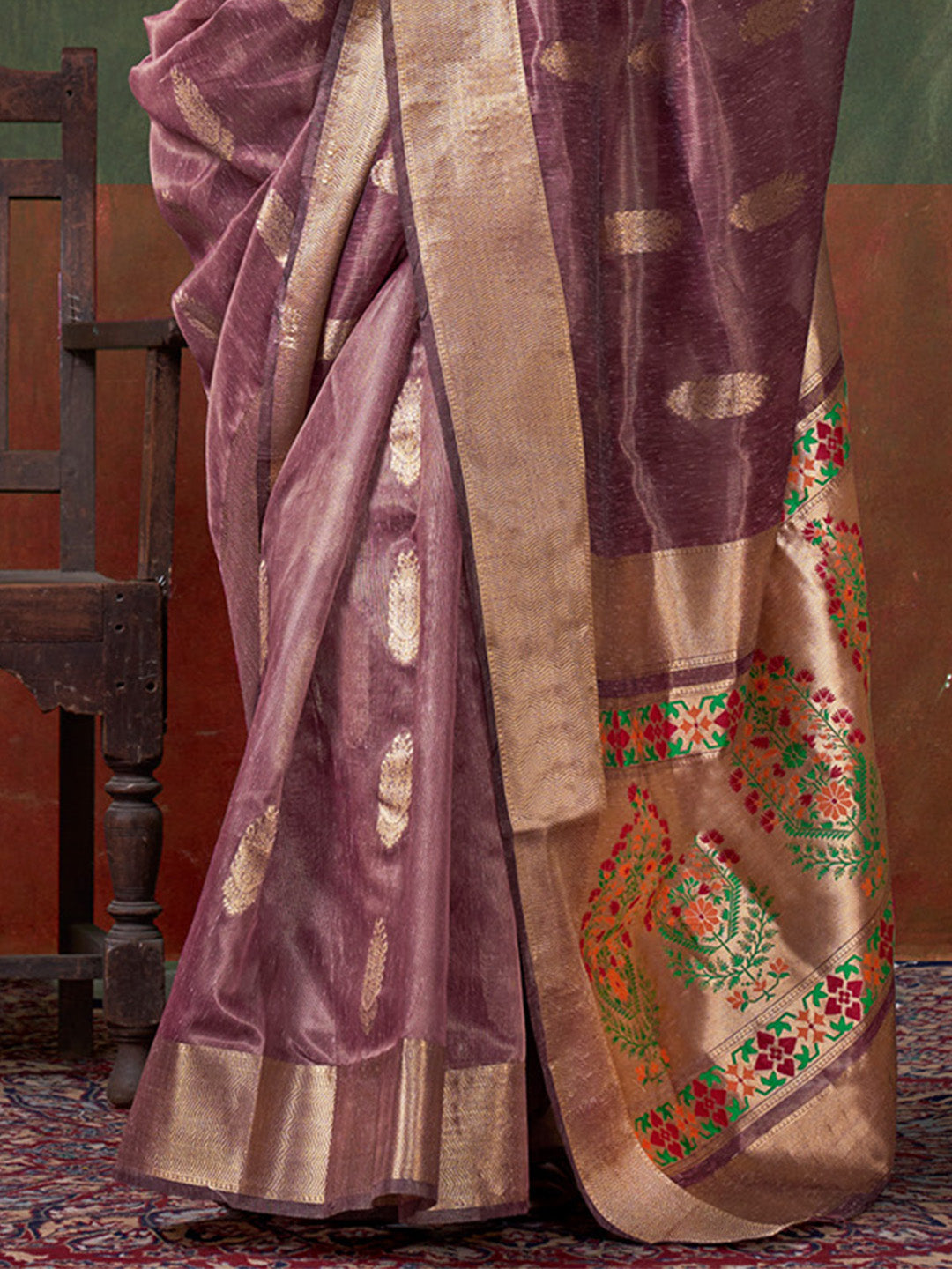 Purple Paithani Zari Tissue Saree