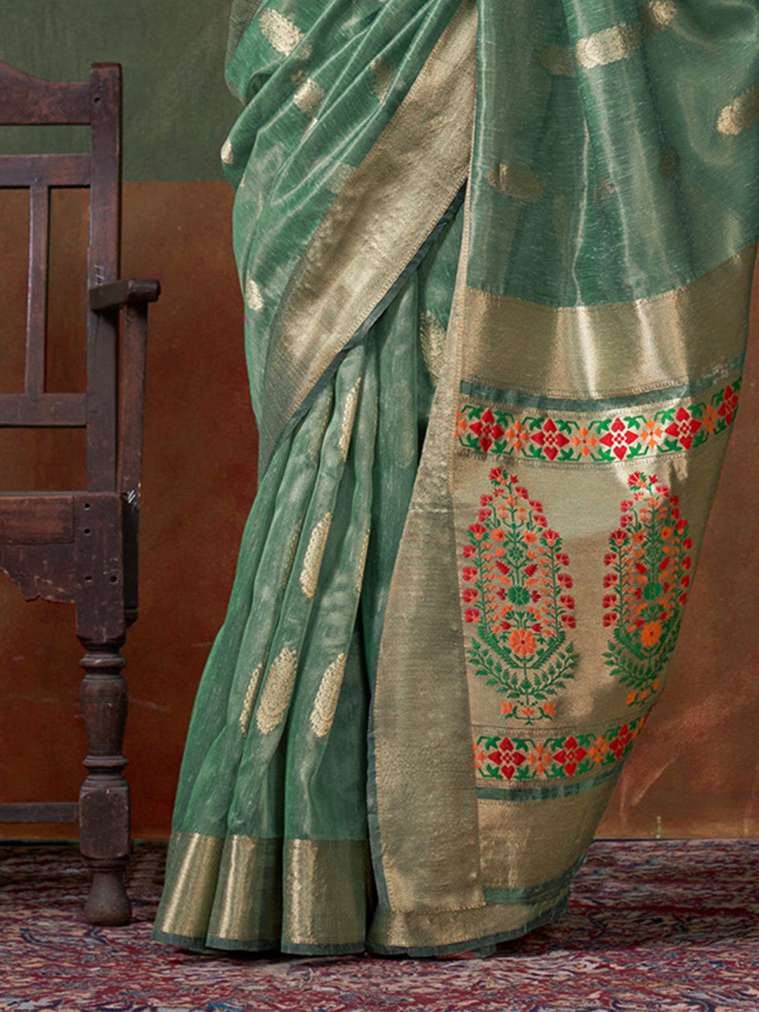 Green Paithani Zari Tissue Saree