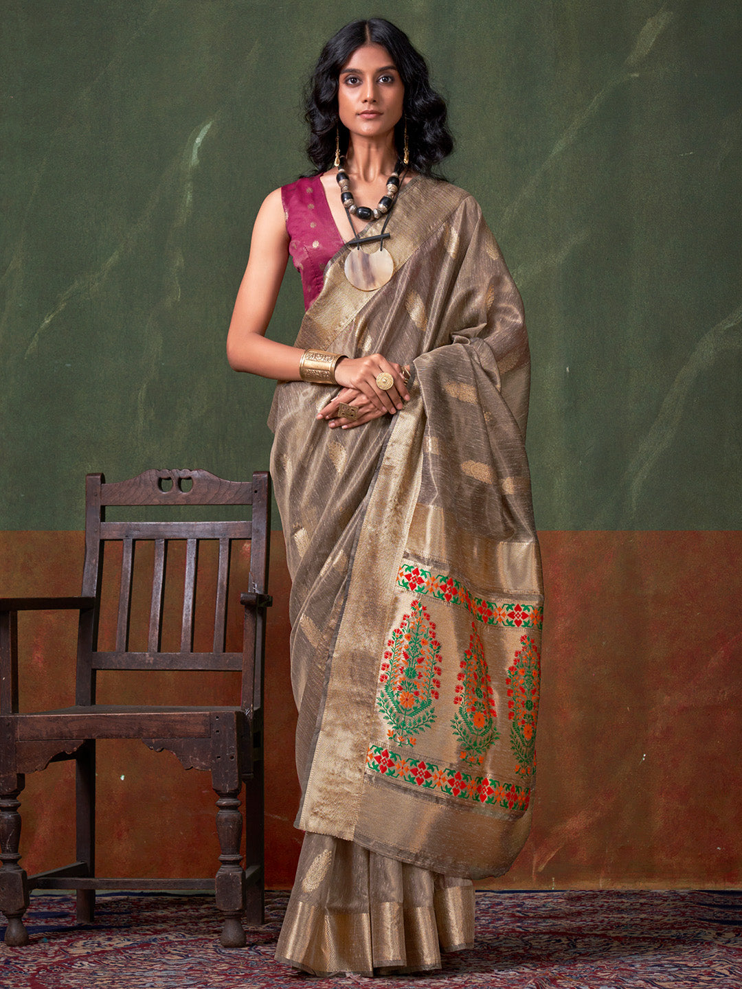 Gold Paithani Zari Tissue Saree