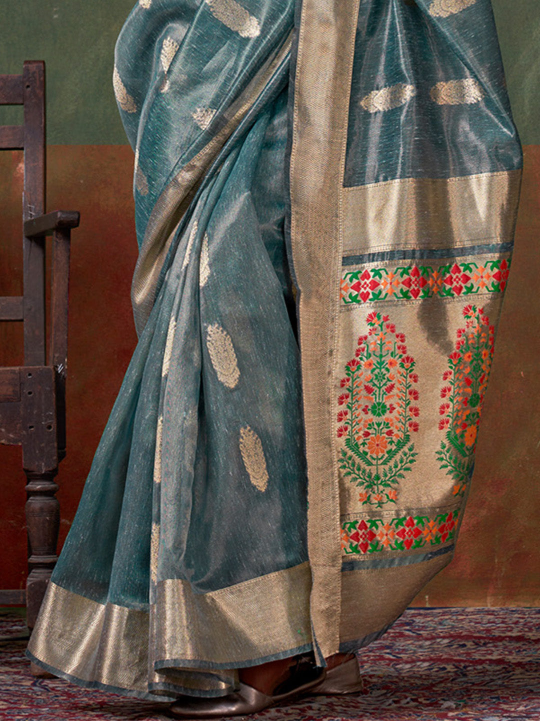 Blue Paithani Zari Tissue Saree