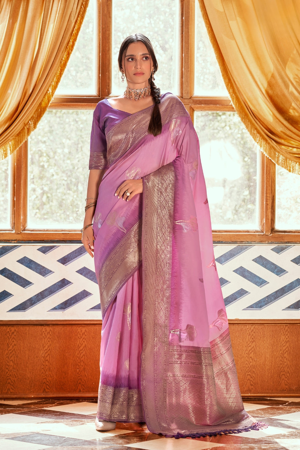 Lavender Soft Silk Saree