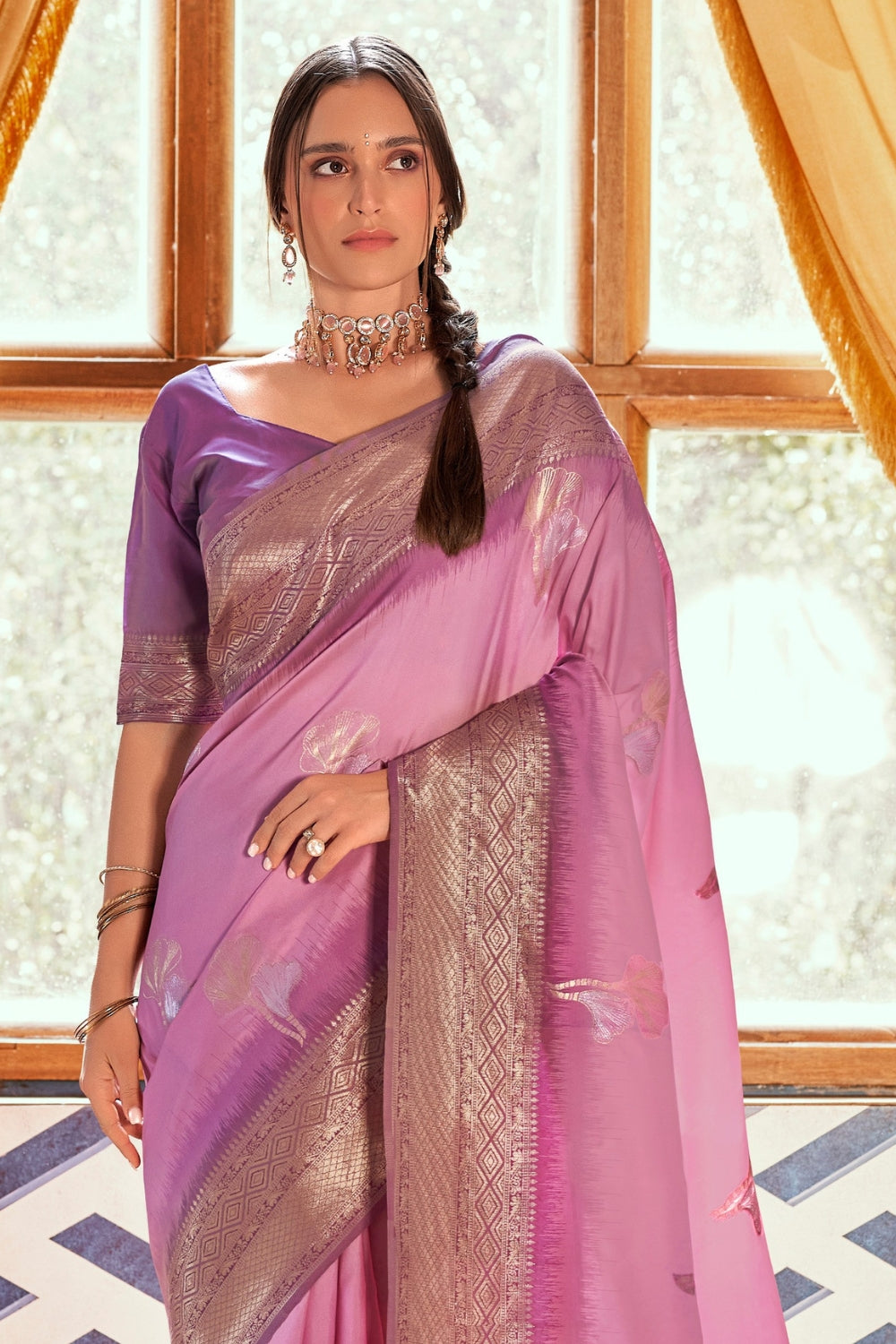 Lavender Soft Silk Saree