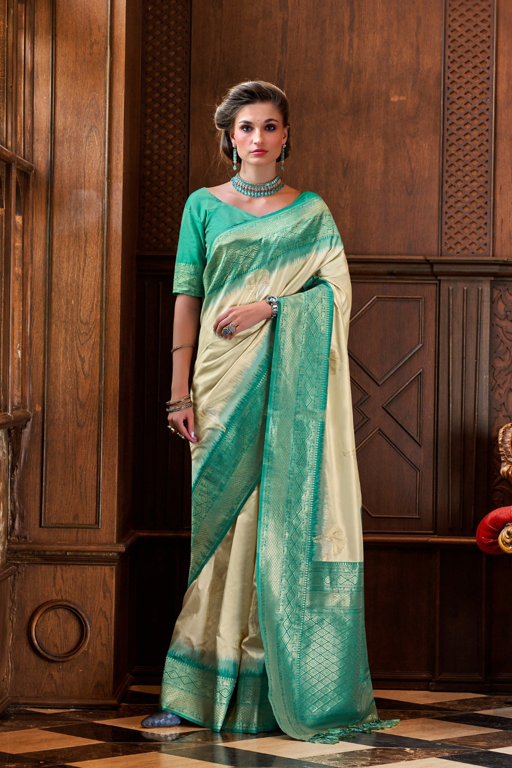 Off White Soft Silk Saree