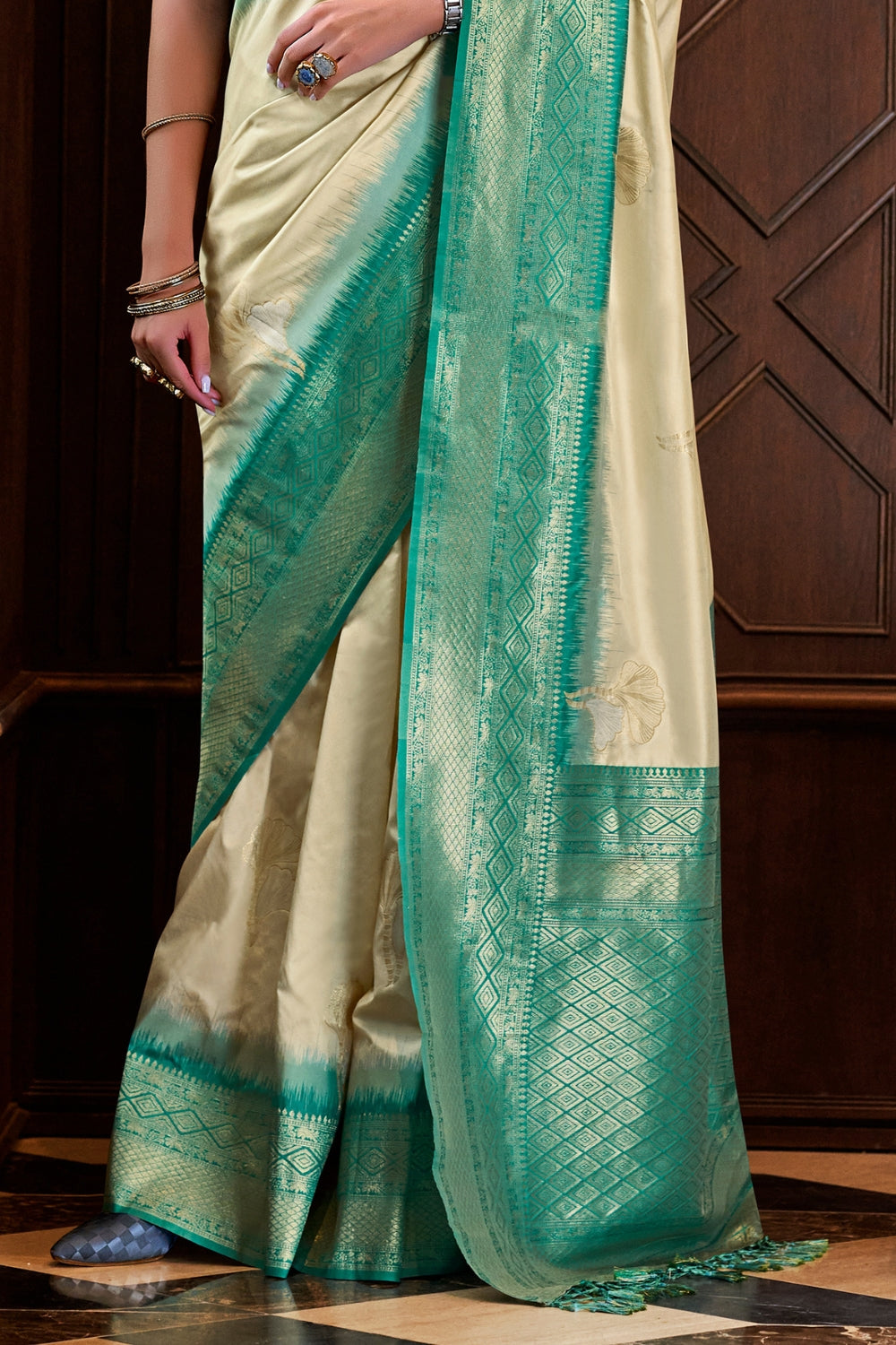 Off White Soft Silk Saree
