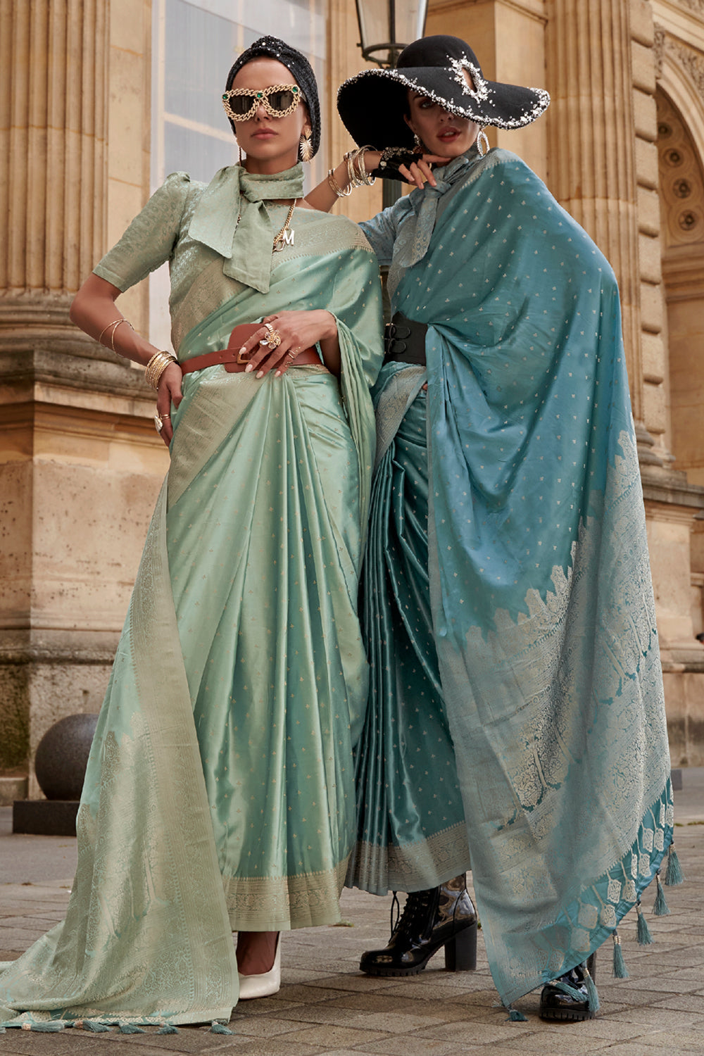 Sky Blue Banarasi Silk Saree