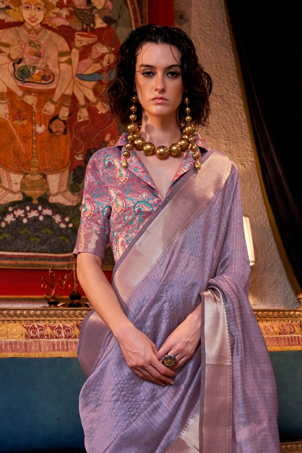 Purple Moss Chiffon Saree