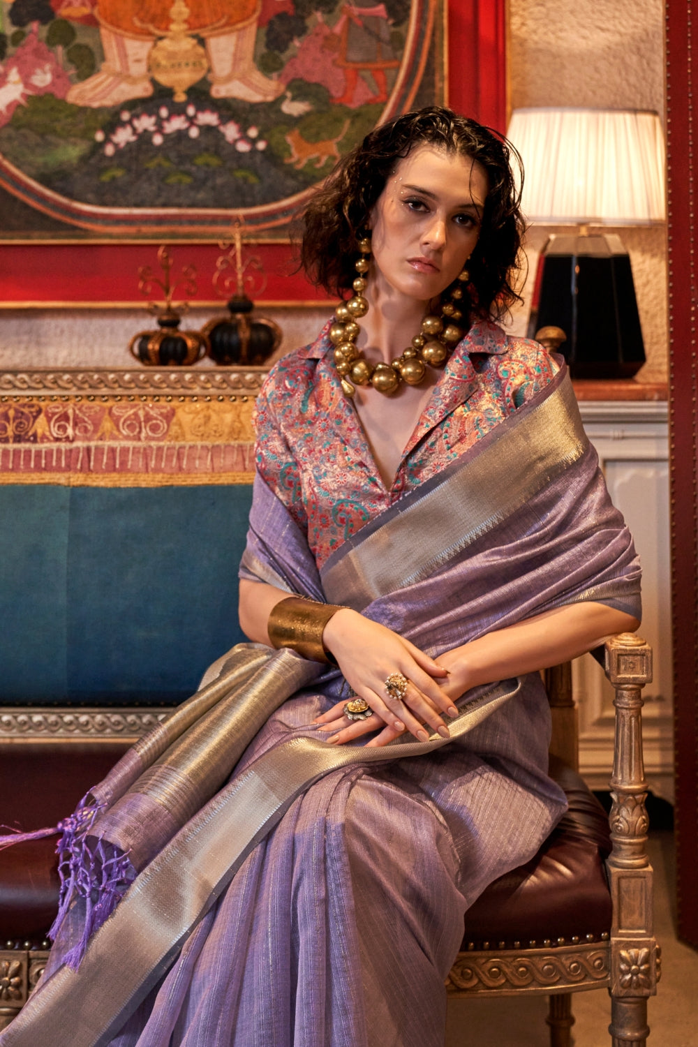 Purple Moss Chiffon Saree