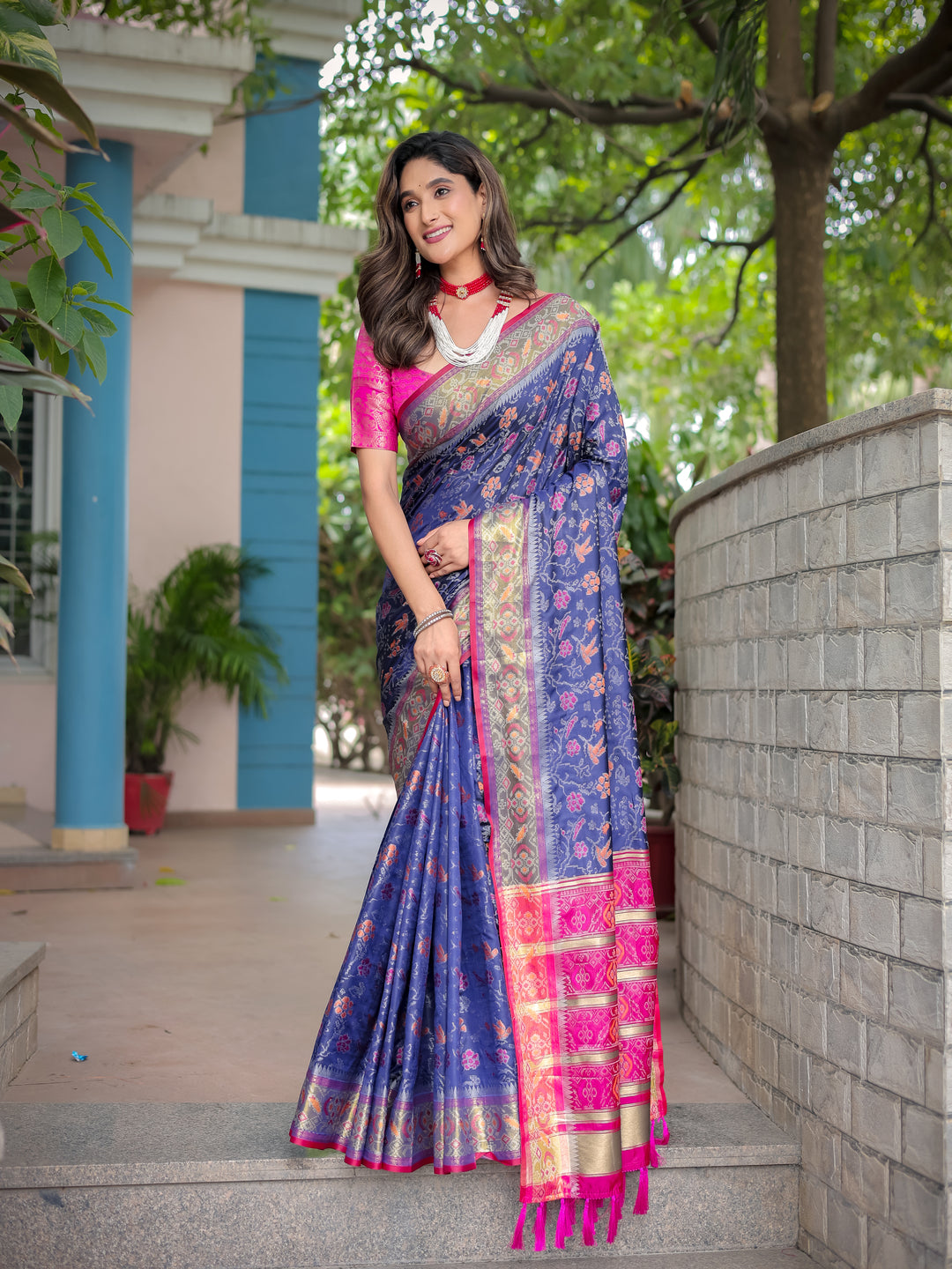 BLUE BANARASI PATOLA SOFT SILK