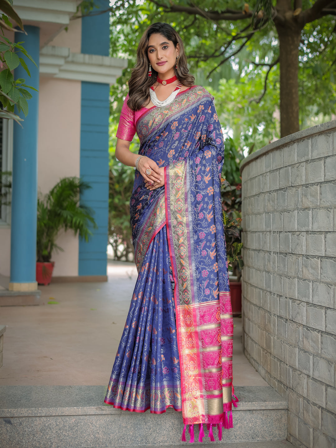 BLUE BANARASI PATOLA SOFT SILK