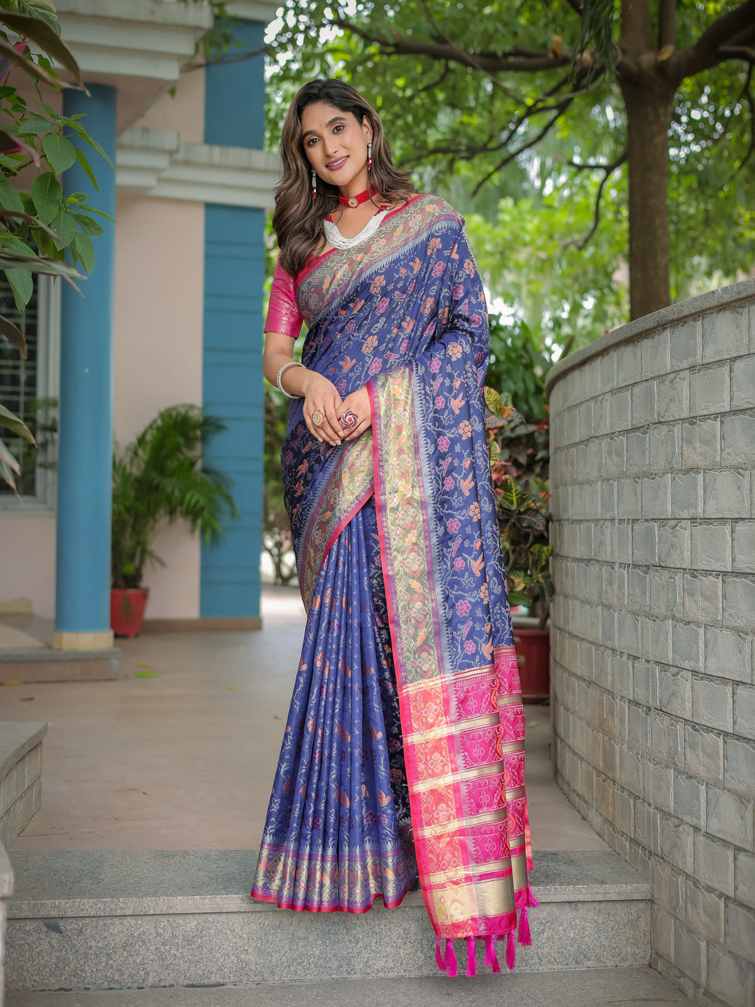 BLUE BANARASI PATOLA SOFT SILK