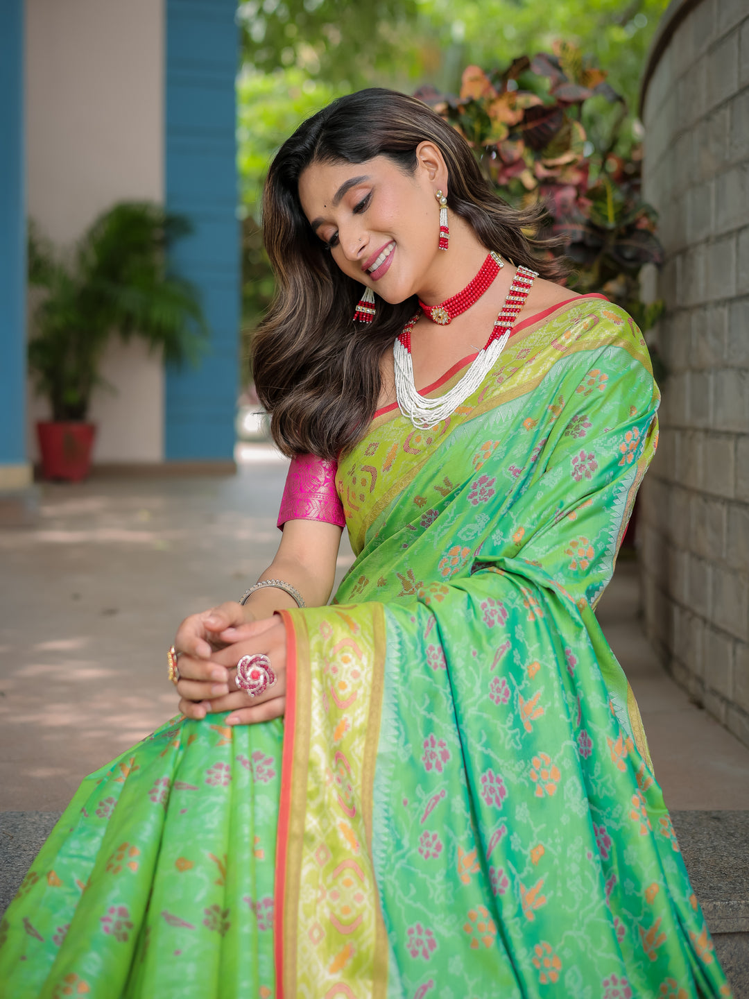 LIGHT GREEN BANARASI PATOLA SOFT SILK