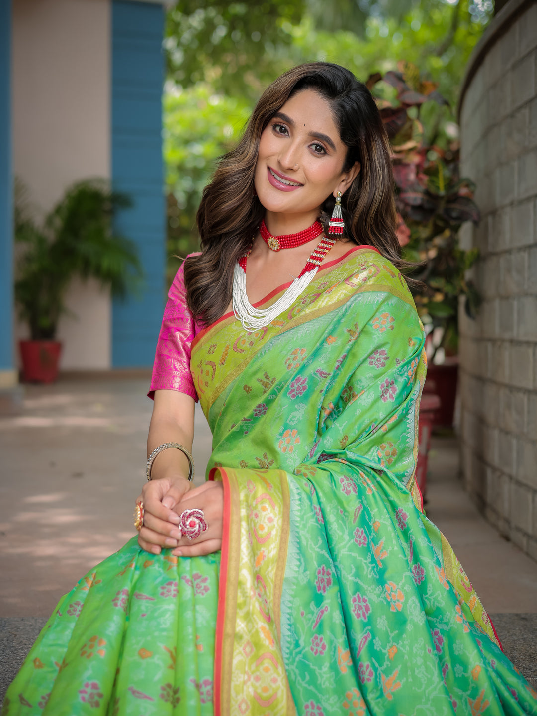 LIGHT GREEN BANARASI PATOLA SOFT SILK