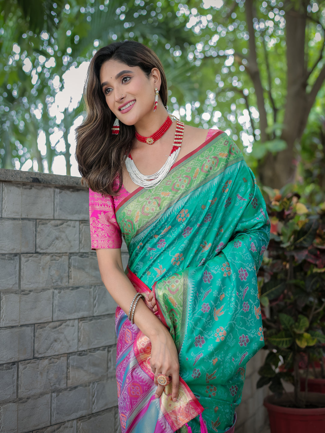 SEAFOAM BLUE BANARASI PATOLA SOFT SILK