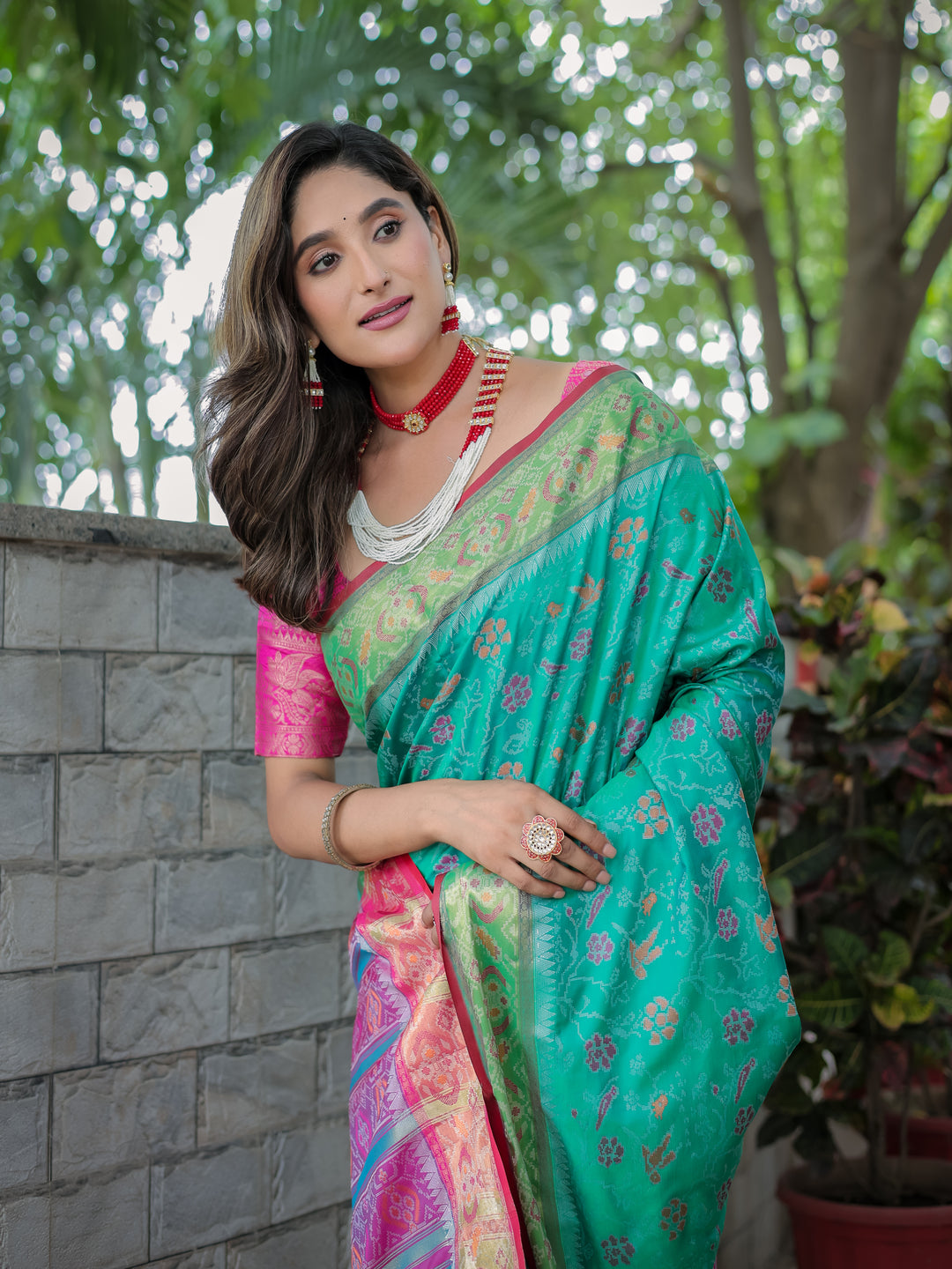SEAFOAM BLUE BANARASI PATOLA SOFT SILK