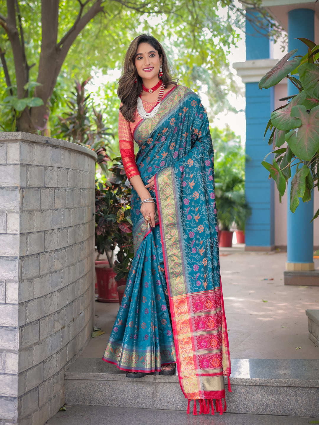 INDIGO BLUE BANARASI PATOLA SOFT SILK