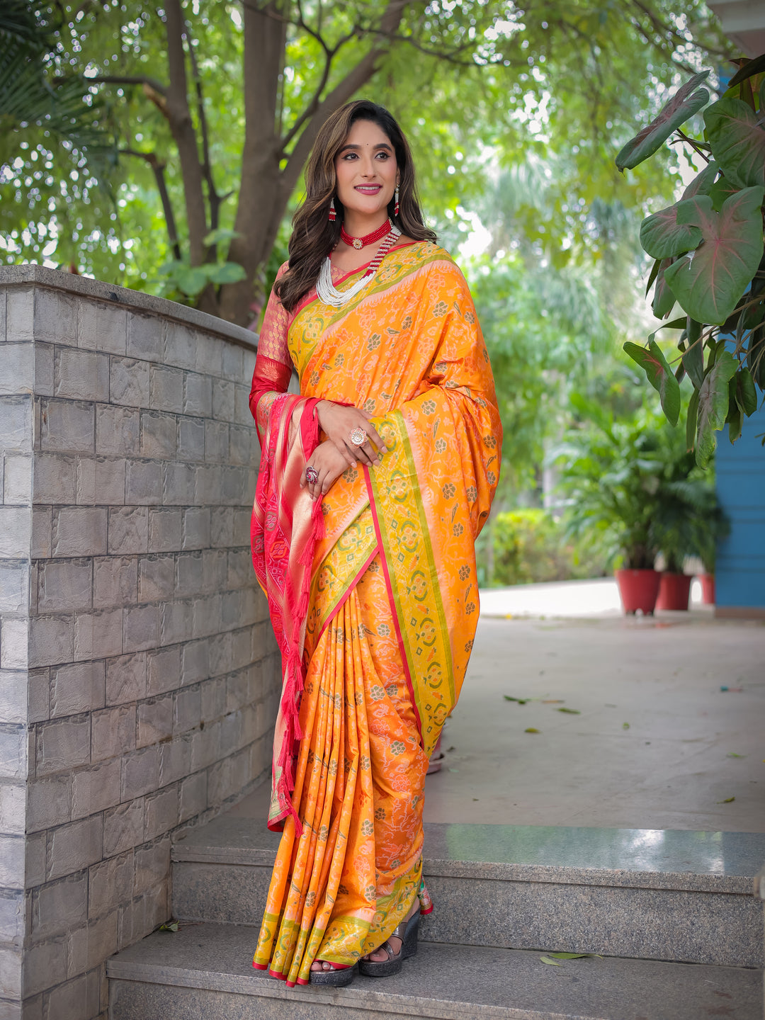 ORANGE BANARASI PATOLA SOFT SILK