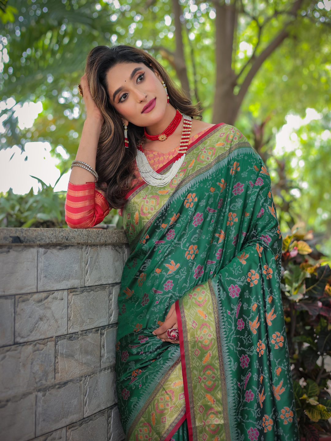 SEAFOAM GREEN BANARASI PATOLA SOFT SILK