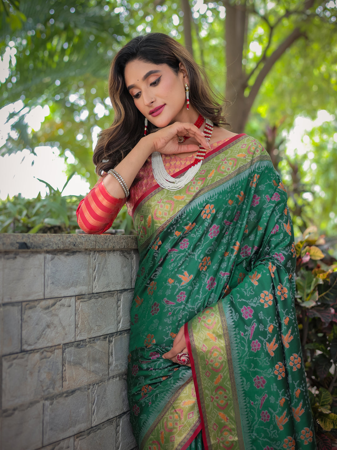 SEAFOAM GREEN BANARASI PATOLA SOFT SILK