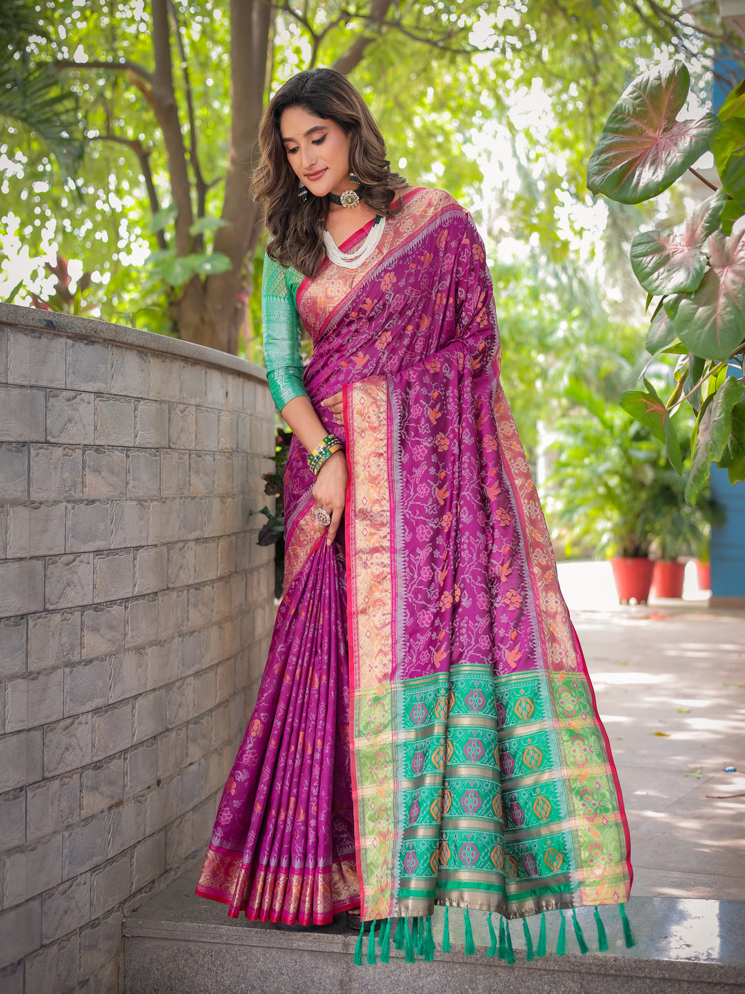 WINE BANARASI PATOLA SOFT SILK