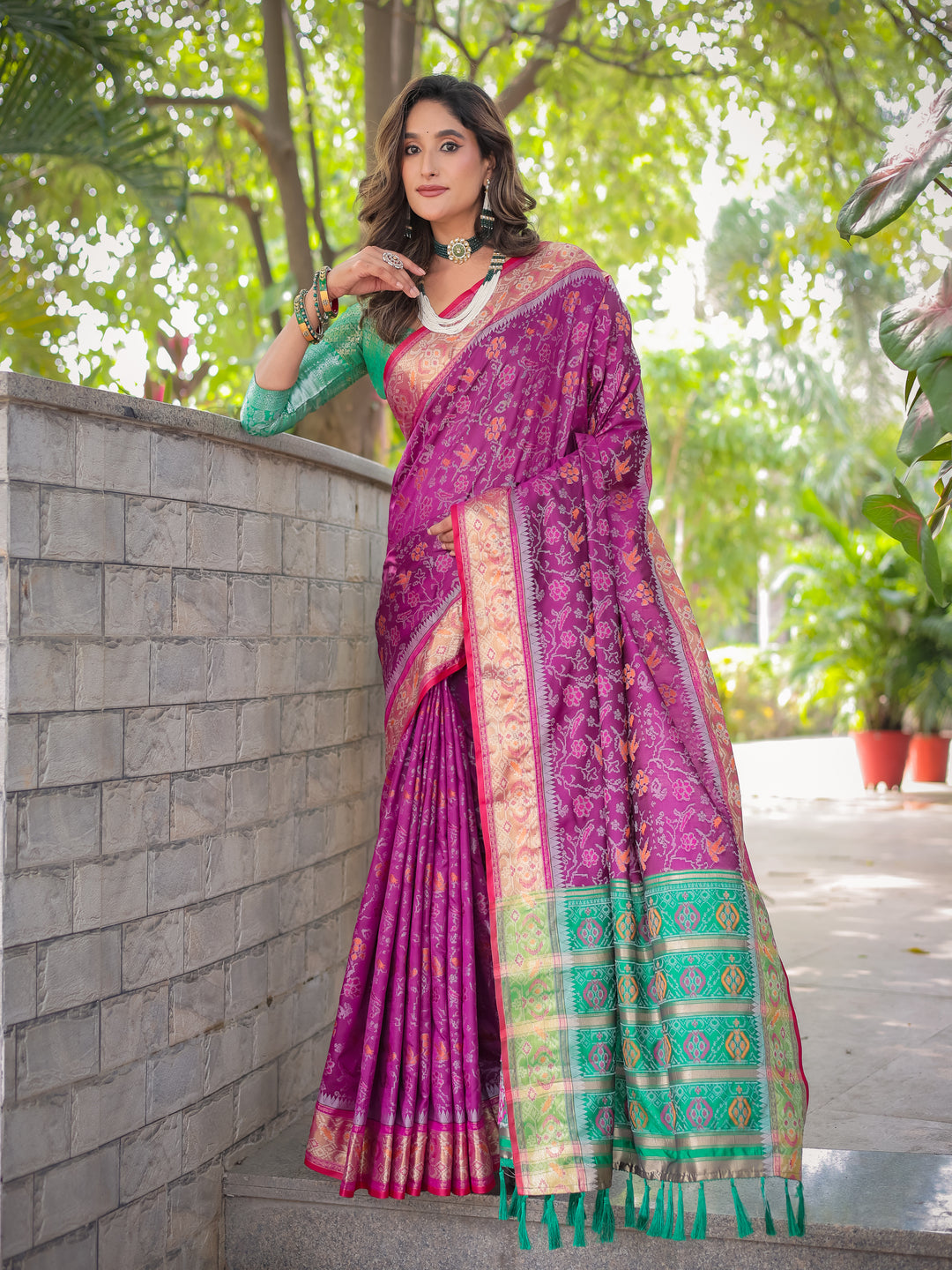 WINE BANARASI PATOLA SOFT SILK