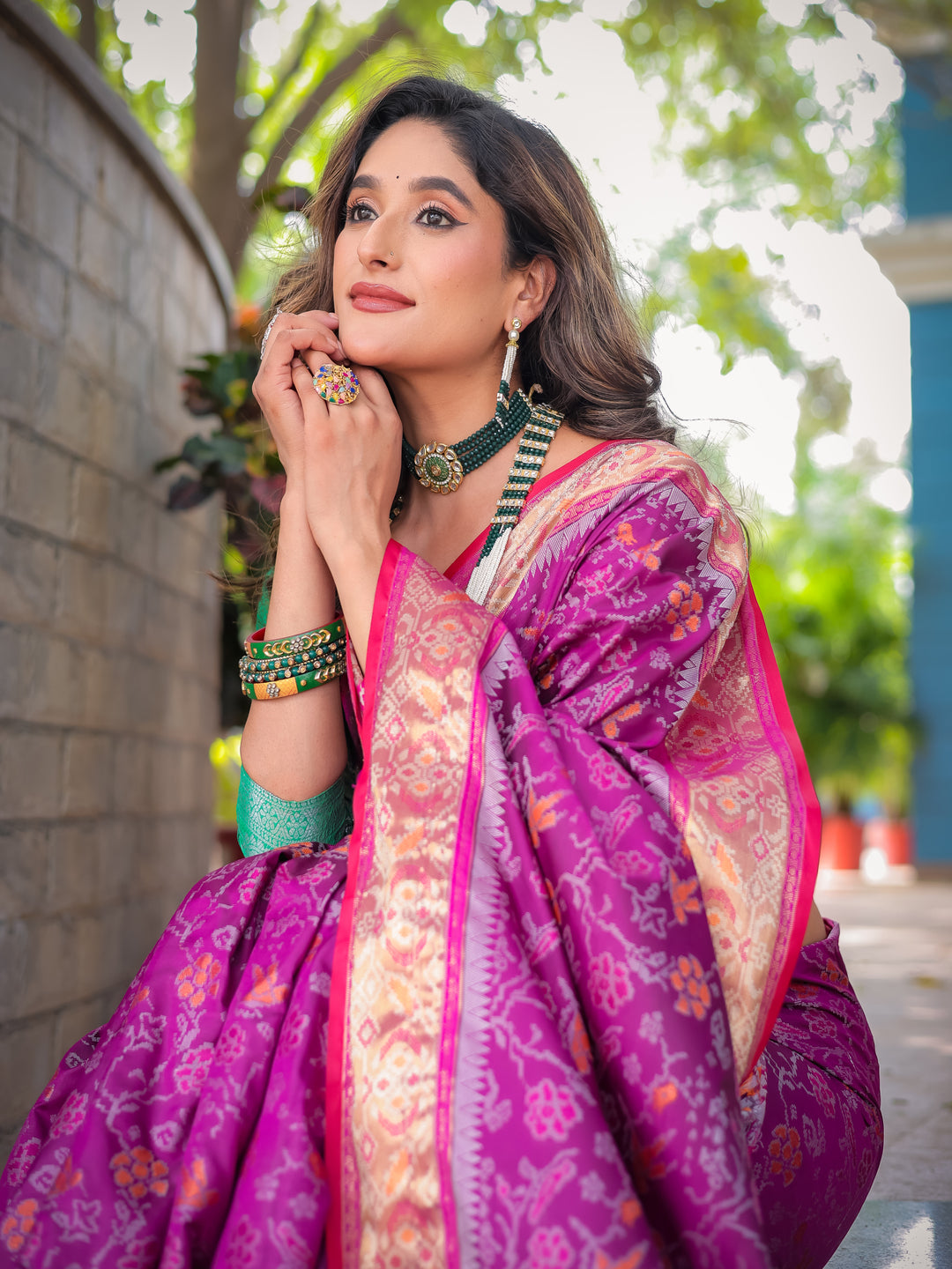 WINE BANARASI PATOLA SOFT SILK