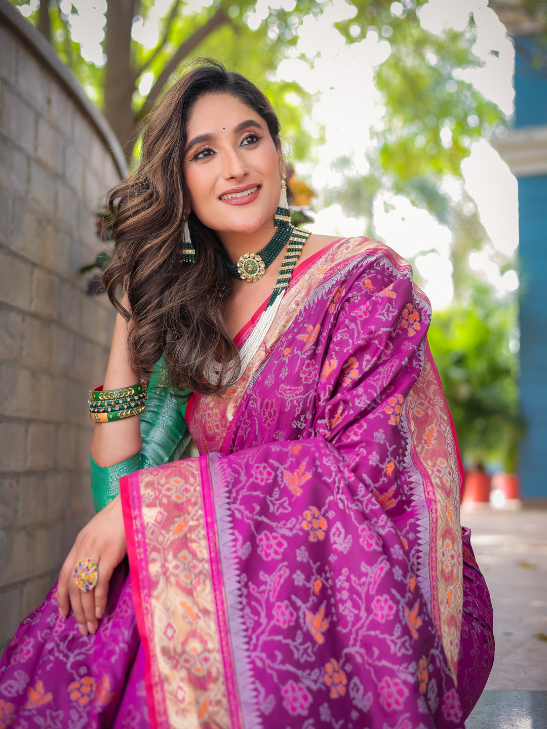 WINE BANARASI PATOLA SOFT SILK