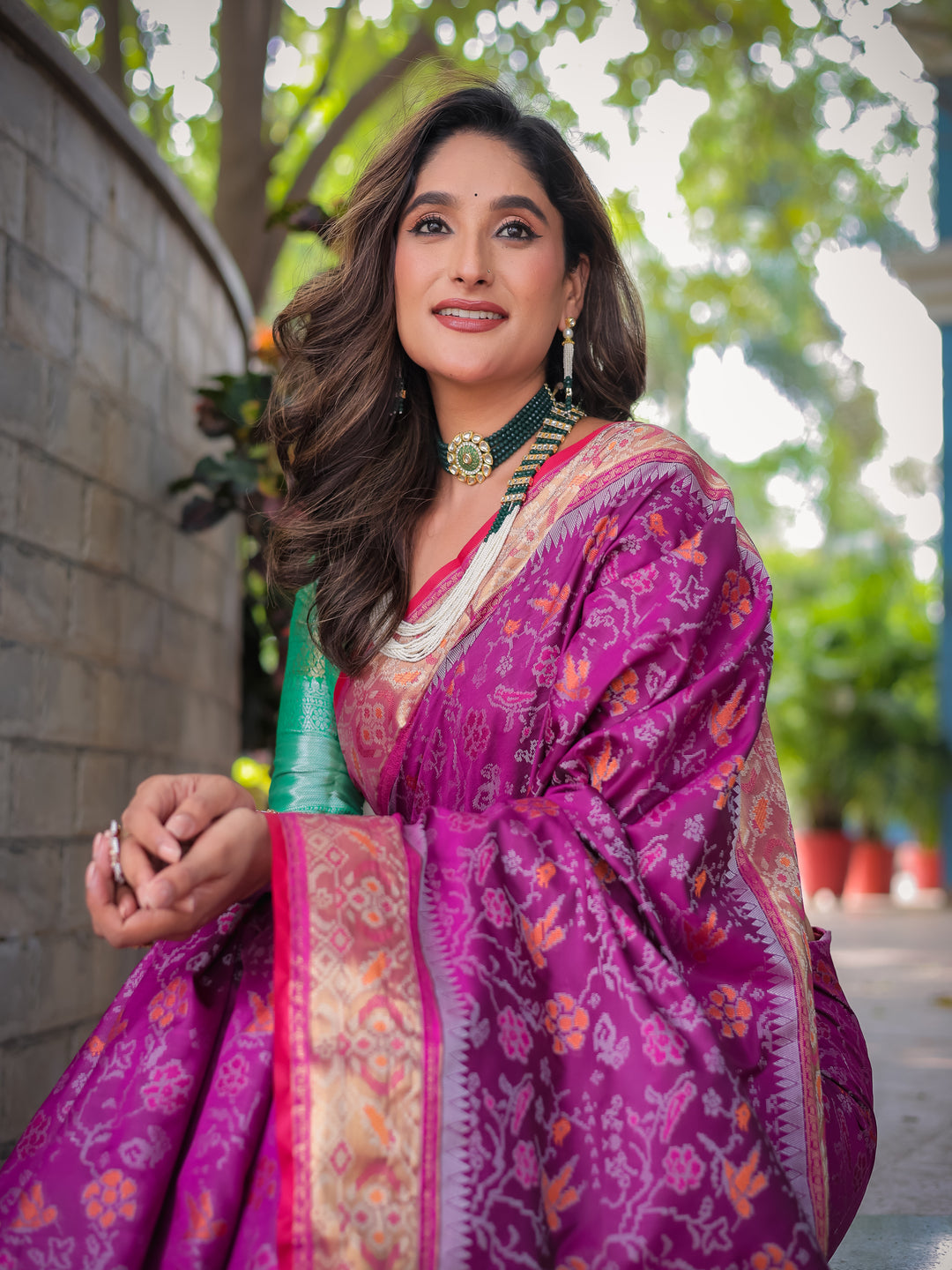 WINE BANARASI PATOLA SOFT SILK