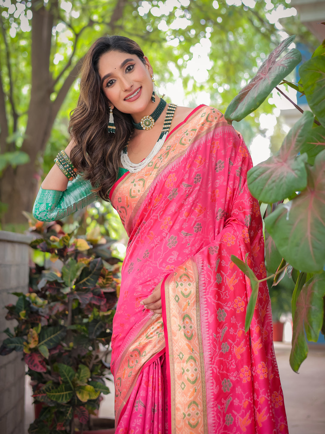 PINK BANARASI PATOLA SOFT SILK