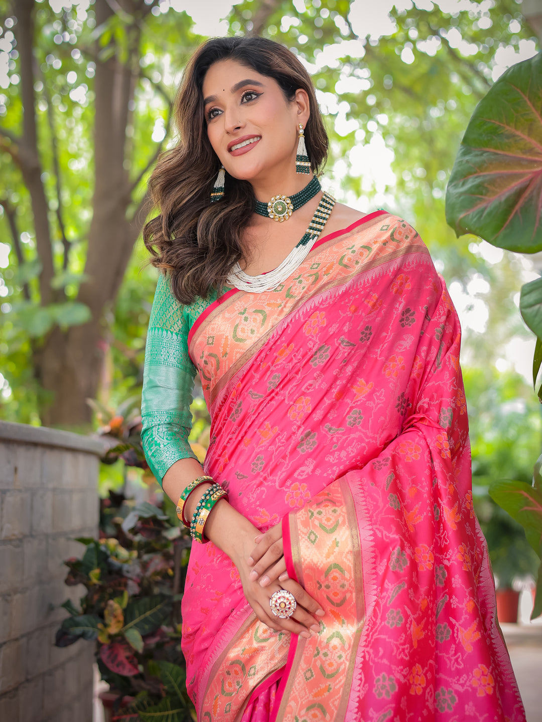 PINK BANARASI PATOLA SOFT SILK