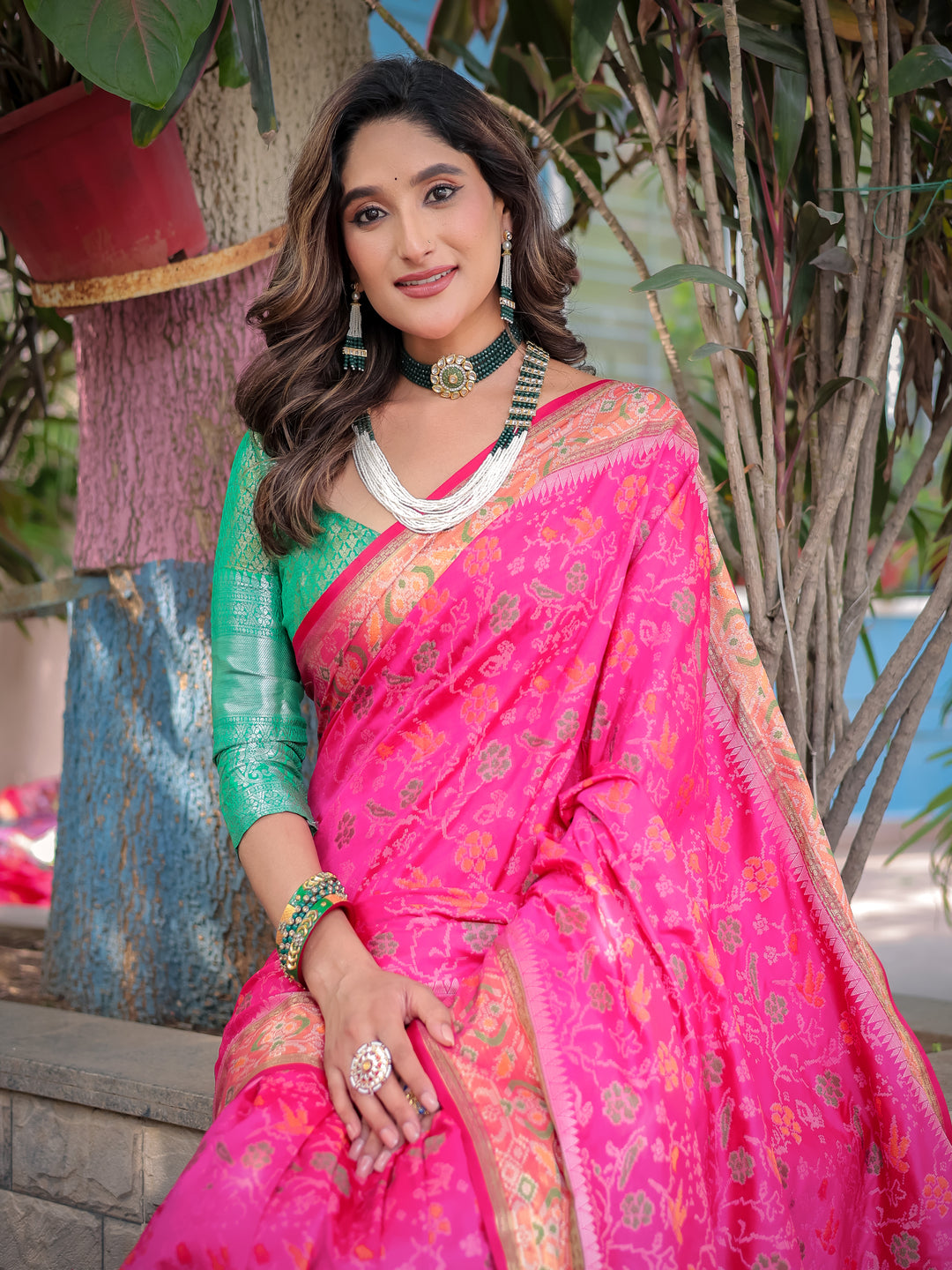 LIGHT PINK BANARASI PATOLA SOFT SILK