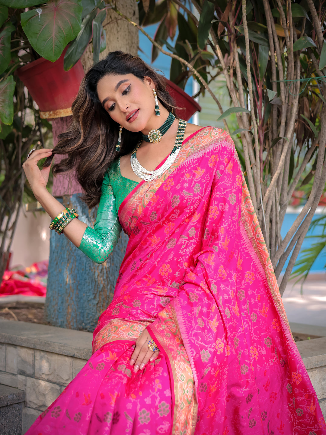 LIGHT PINK BANARASI PATOLA SOFT SILK