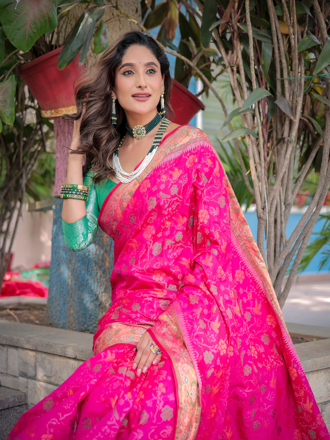 LIGHT PINK BANARASI PATOLA SOFT SILK