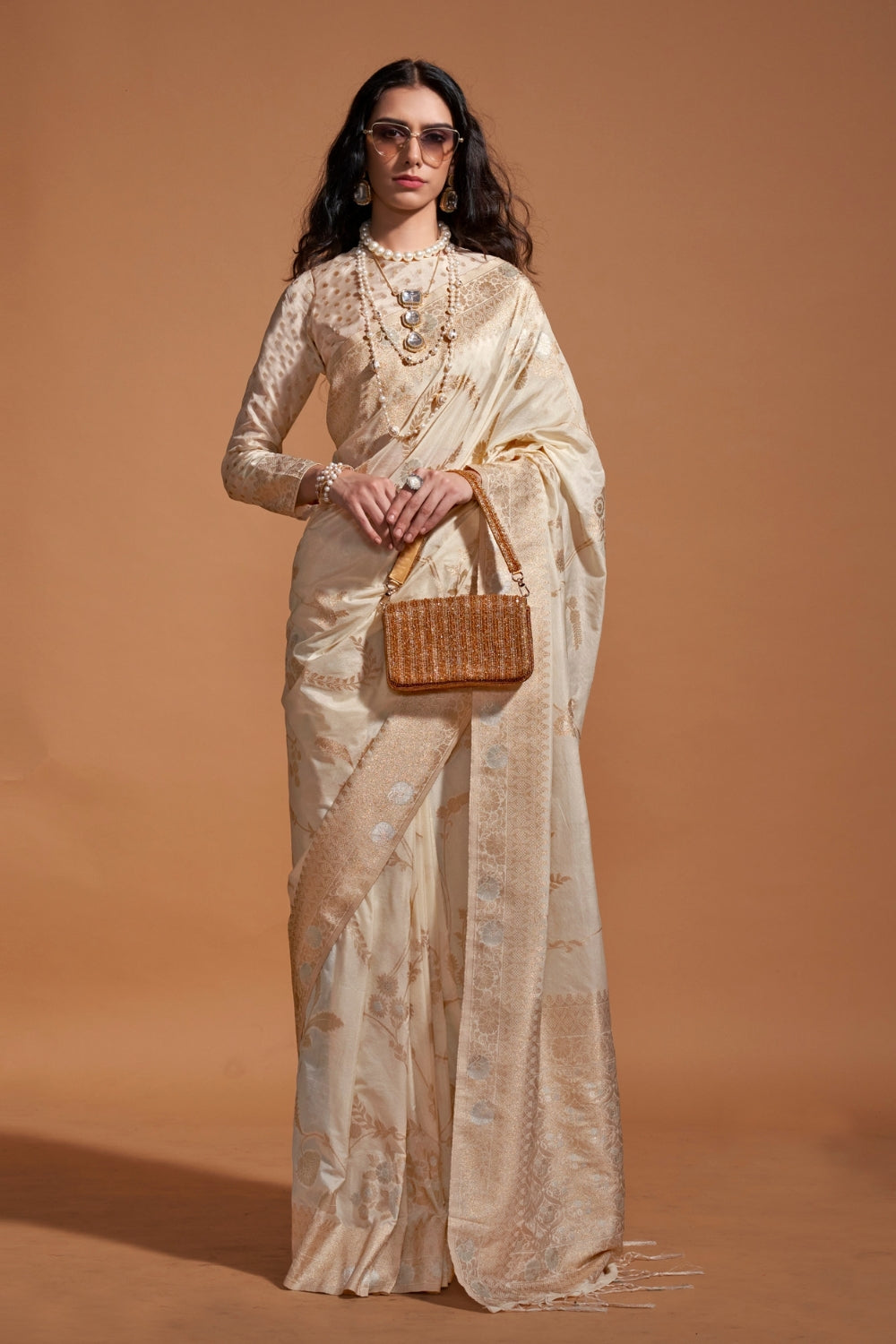 Beige Georgette Saree