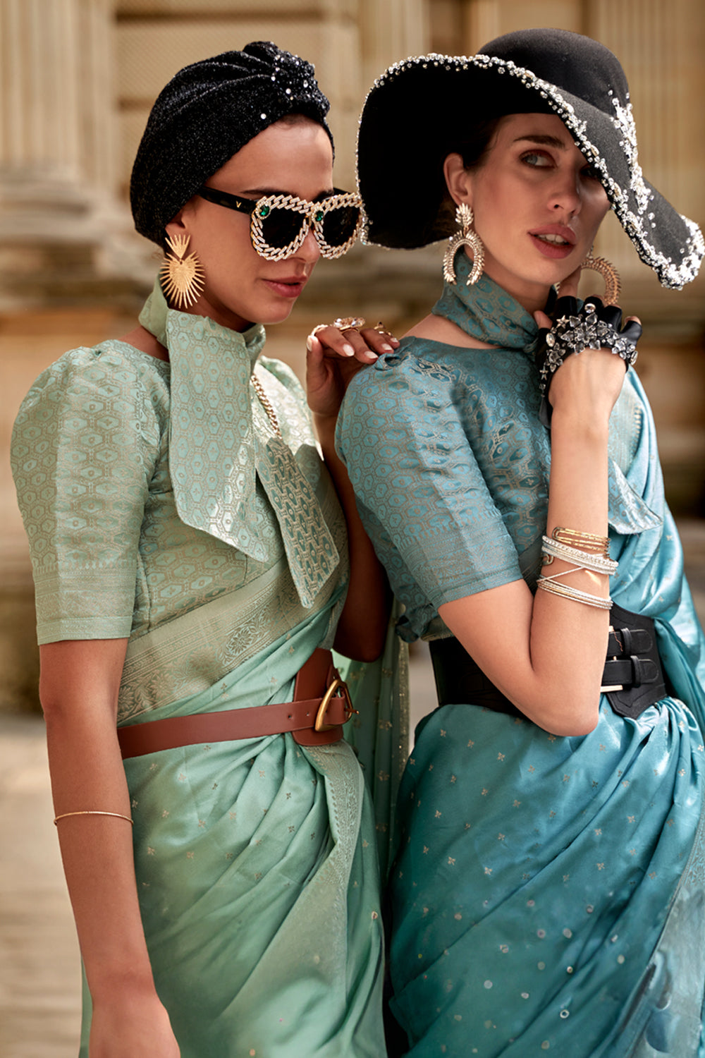 Sky Blue Banarasi Silk Saree