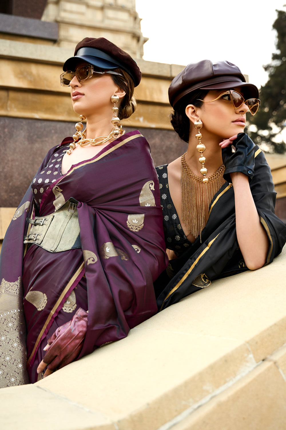 Wine Banarasi Silk Saree