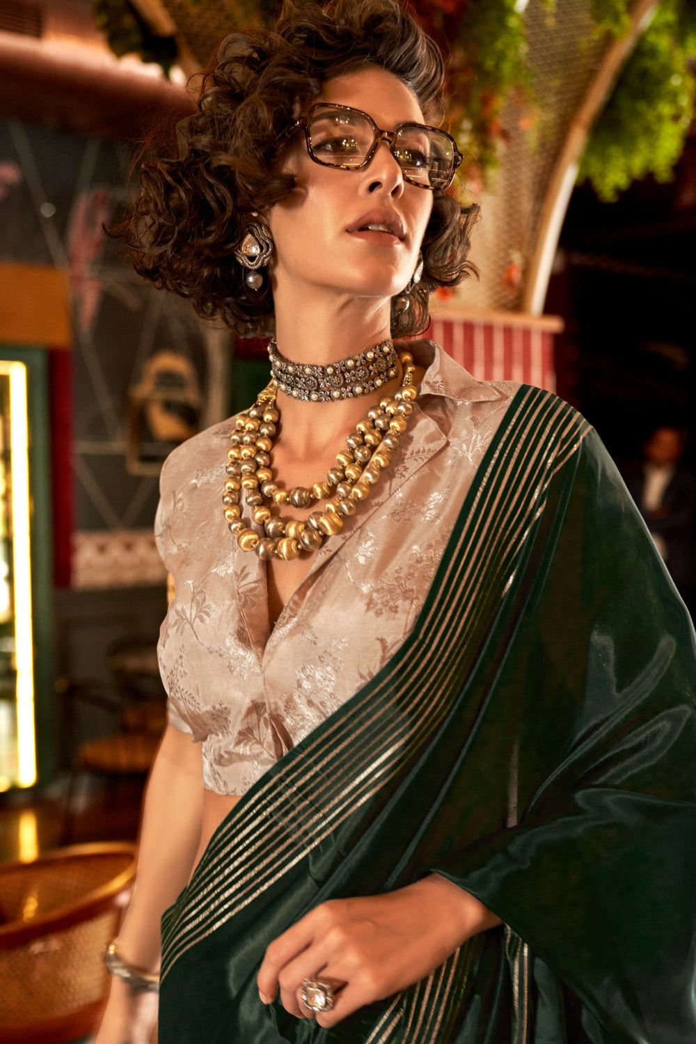 Forest Green Viscose Saree