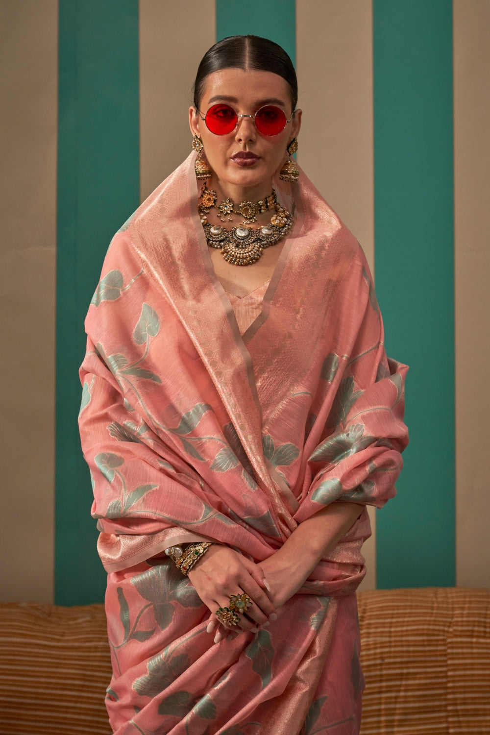 Plum Pink Linen Saree