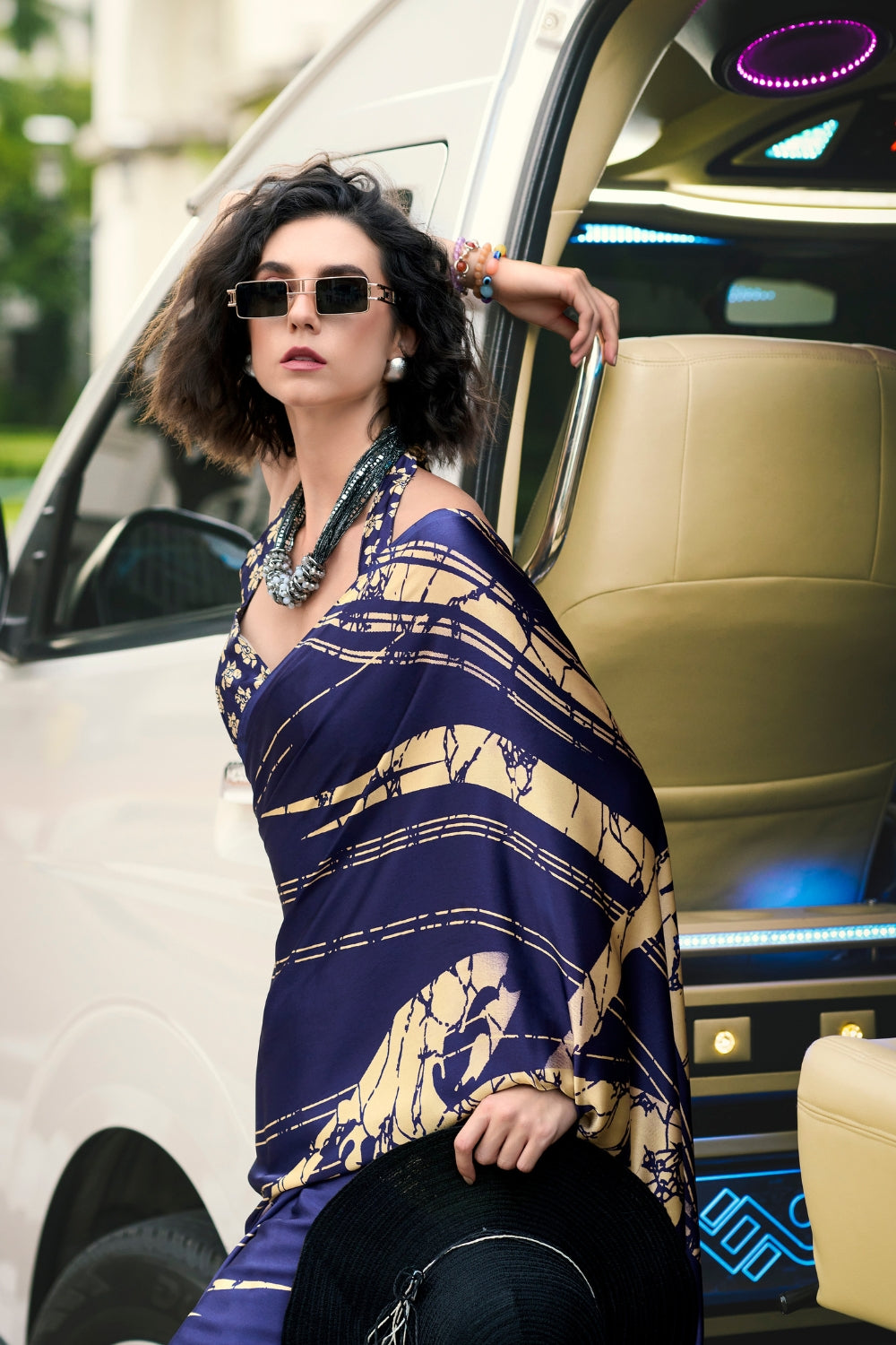 Blue Japan SATIN Saree