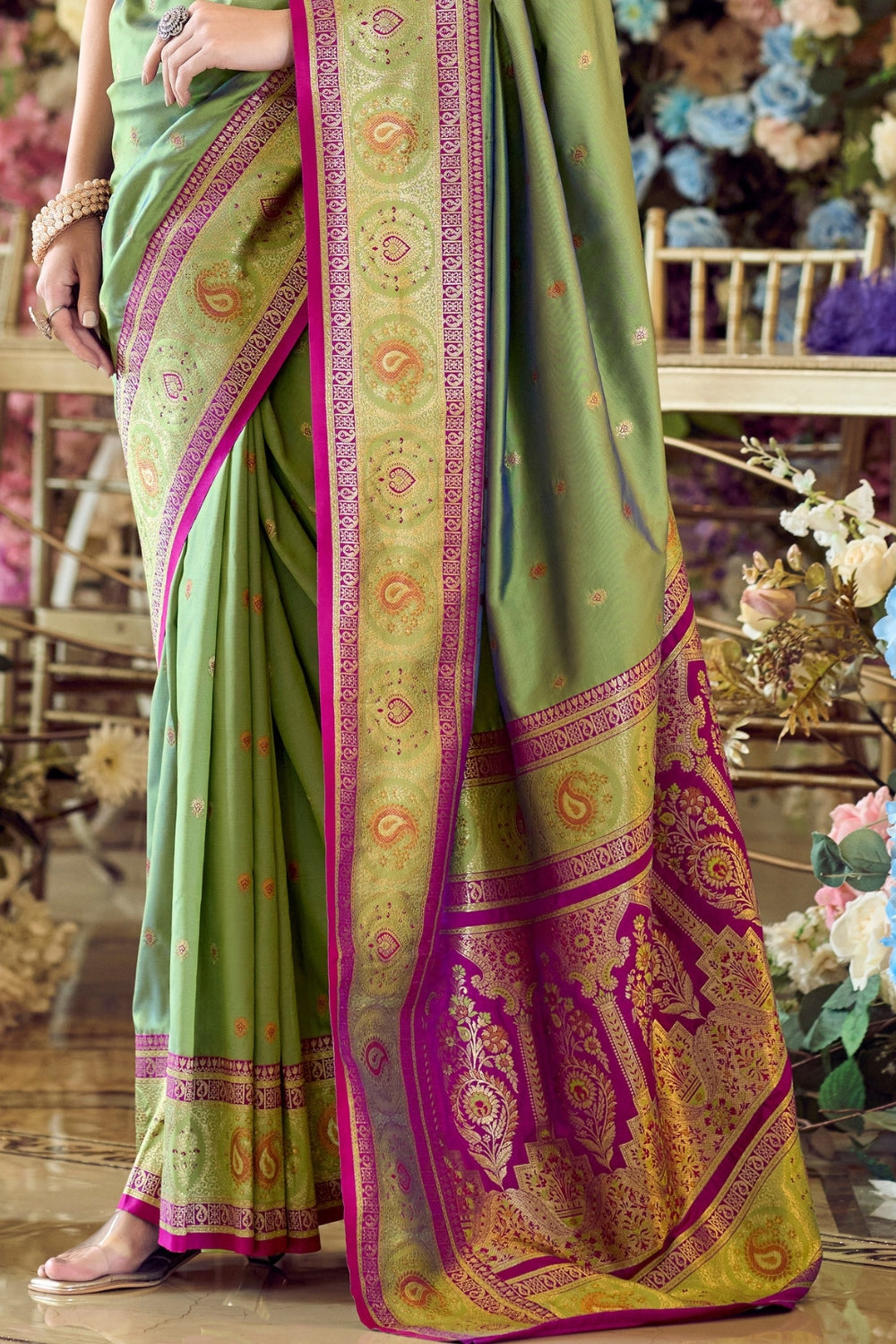 Green Pure Soft Banarasi Silk Saree