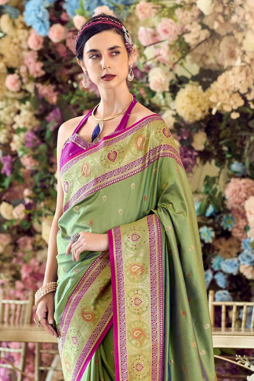 Green Pure Soft Banarasi Silk Saree