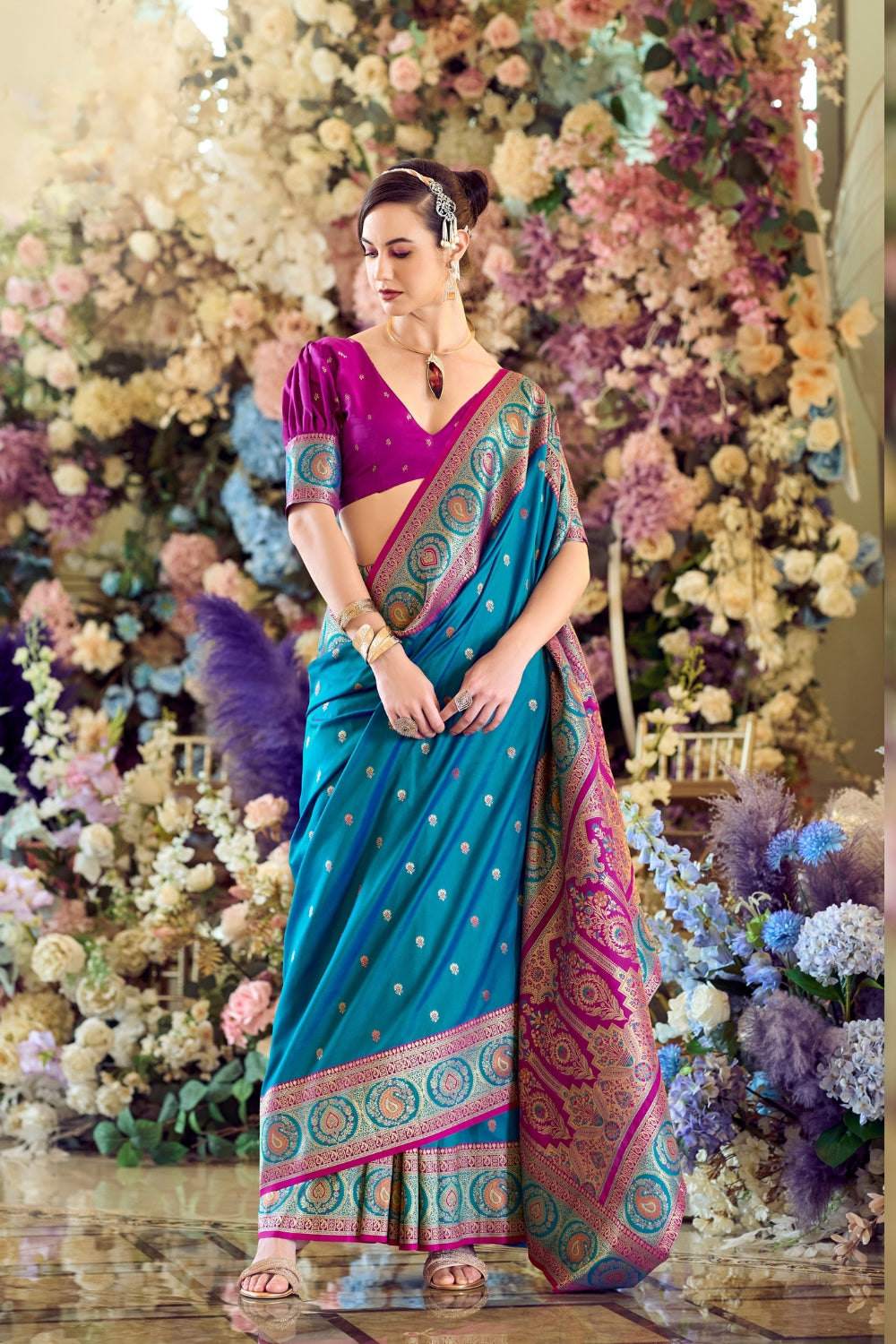 Blue Pure Soft Banarasi Silk Saree