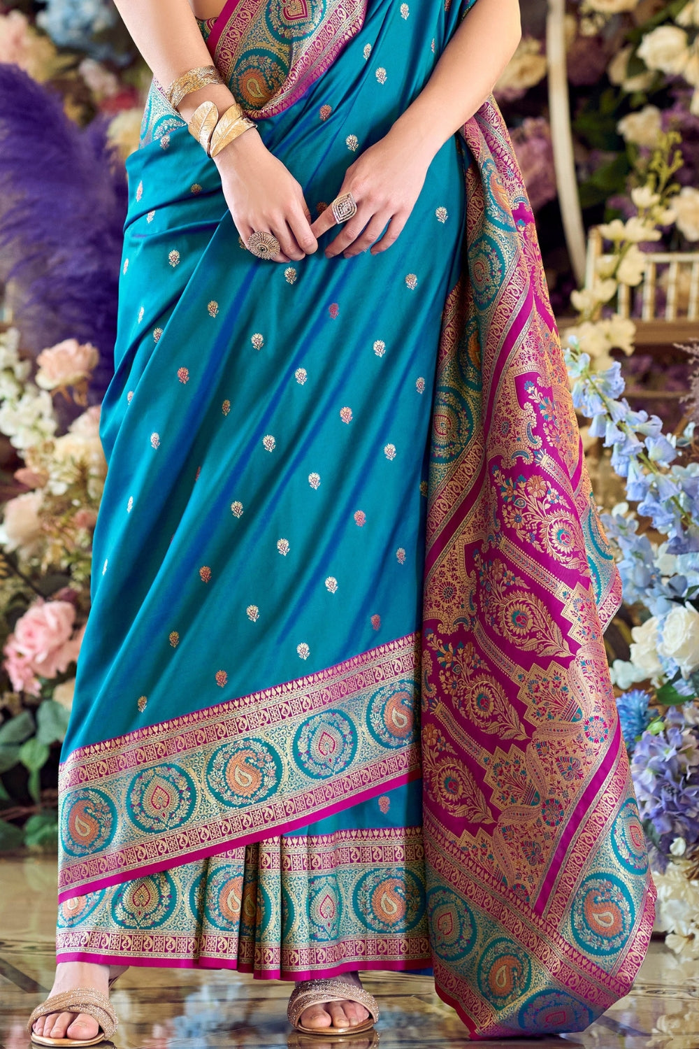 Blue Pure Soft Banarasi Silk Saree