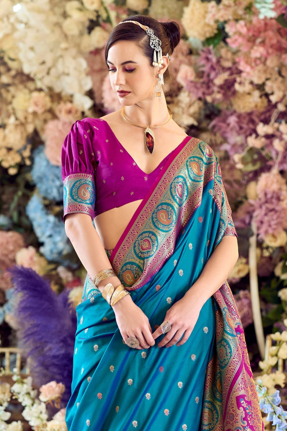 Blue Pure Soft Banarasi Silk Saree