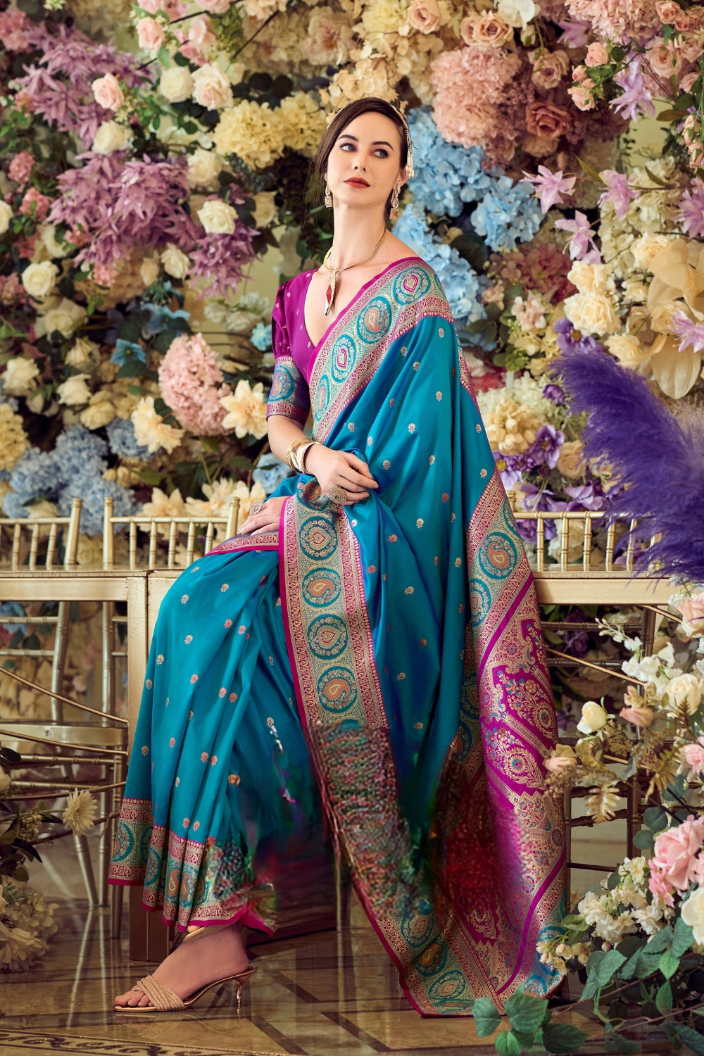 Blue Pure Soft Banarasi Silk Saree