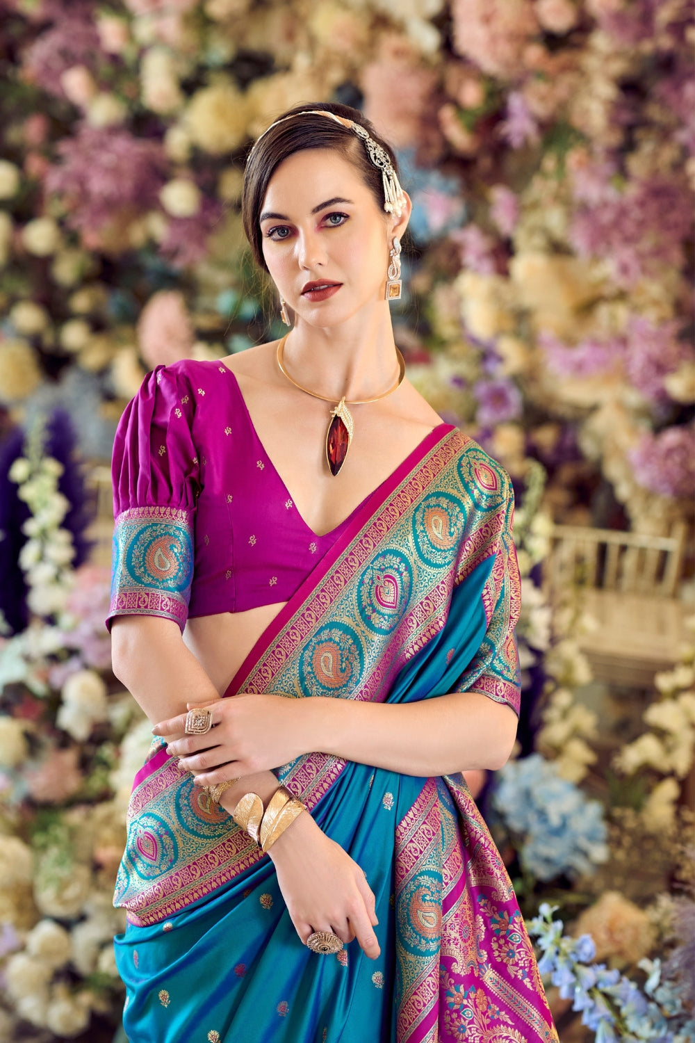 Blue Pure Soft Banarasi Silk Saree