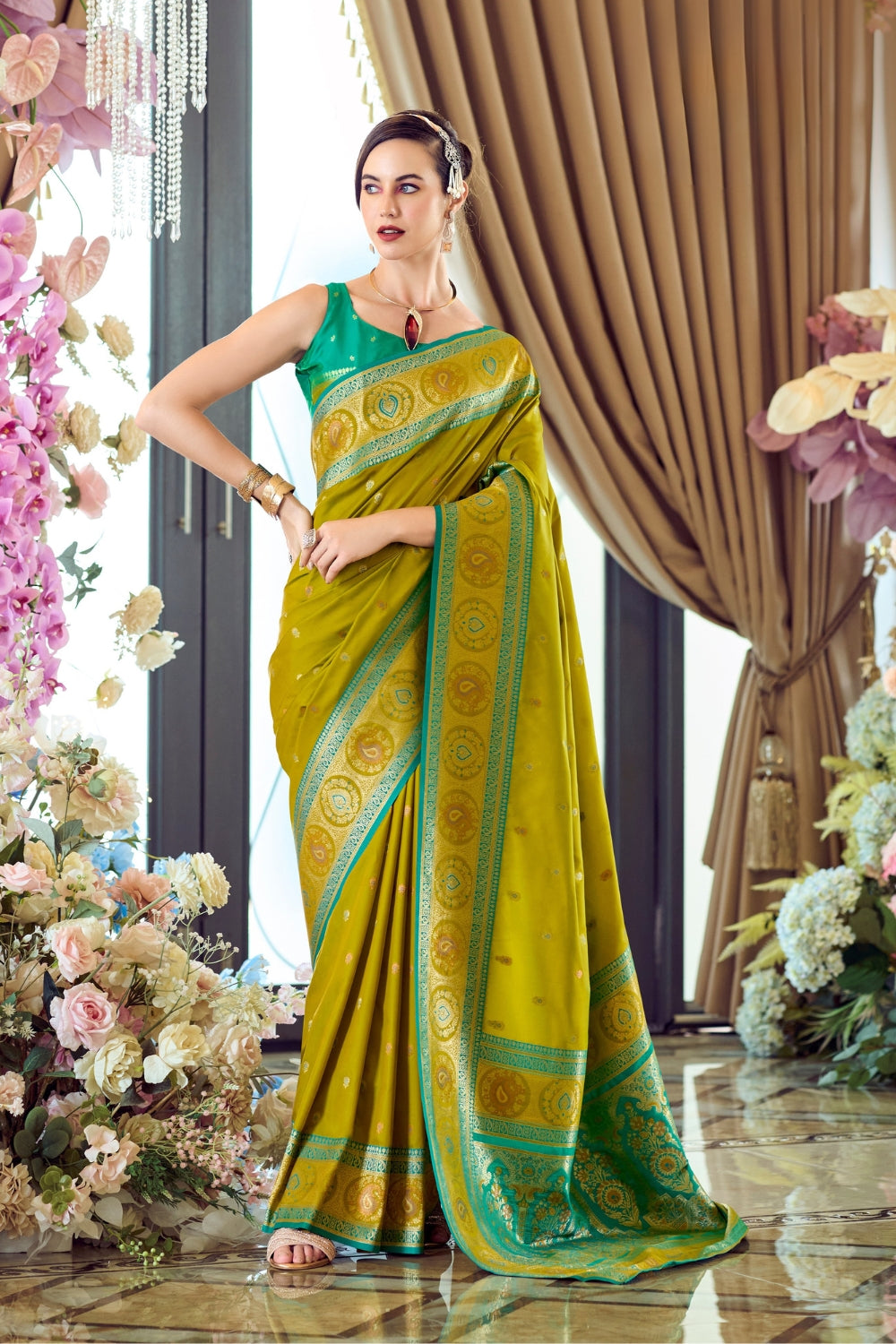 Green Pure Soft Banarasi Silk Saree