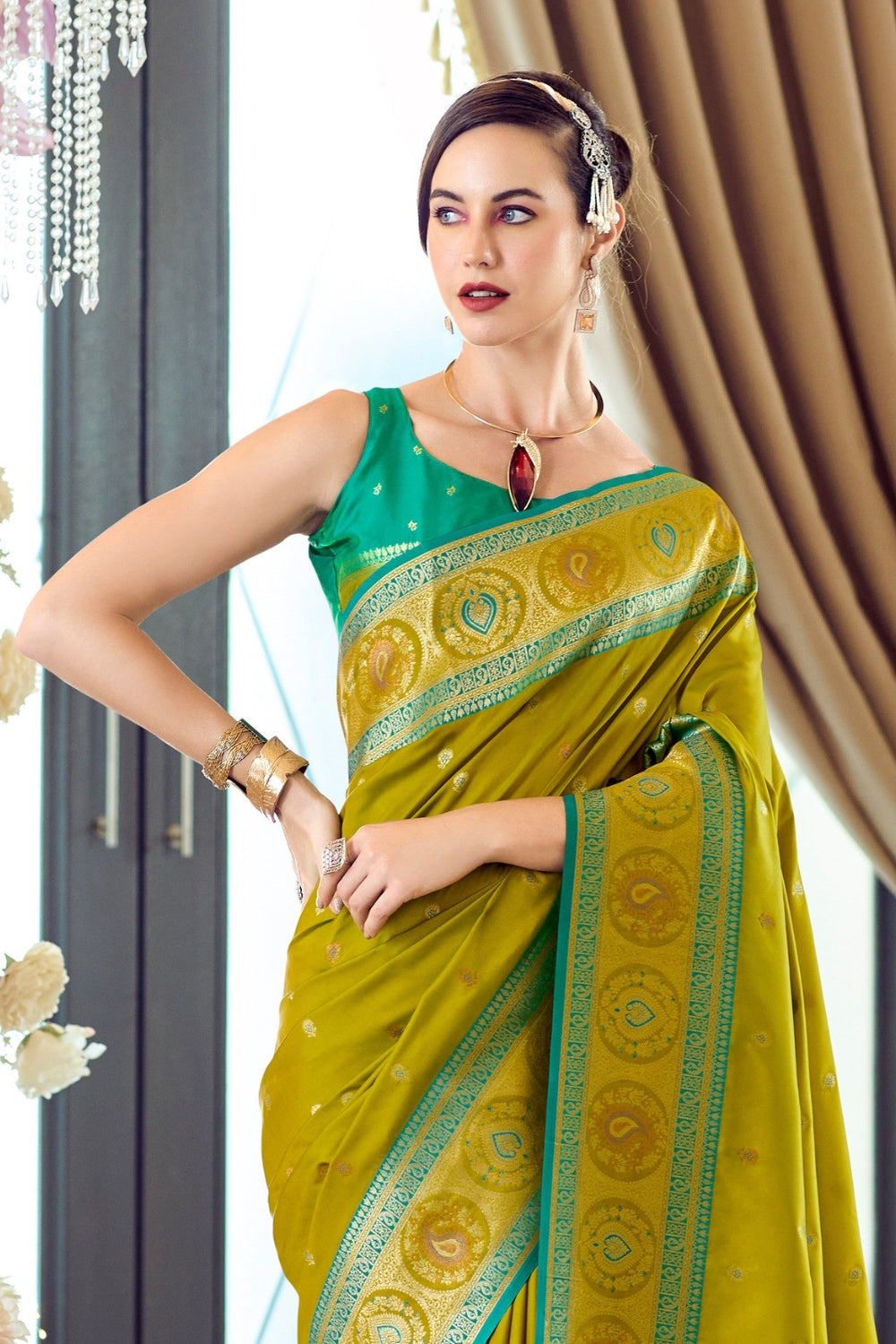 Green Pure Soft Banarasi Silk Saree