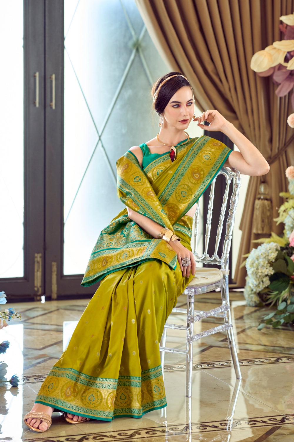 Green Pure Soft Banarasi Silk Saree