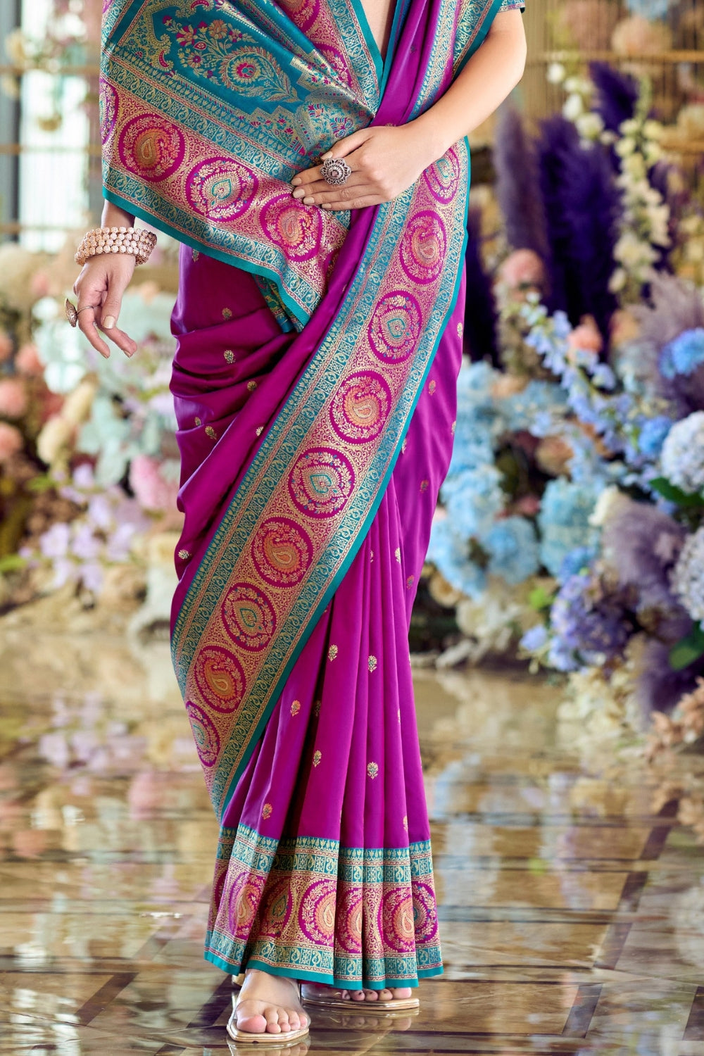 Purple Pure Soft Banarasi Silk Saree