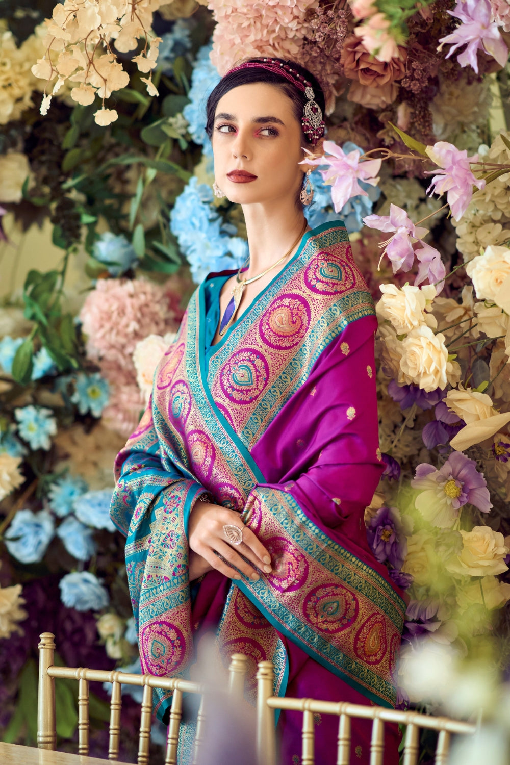 Purple Pure Soft Banarasi Silk Saree